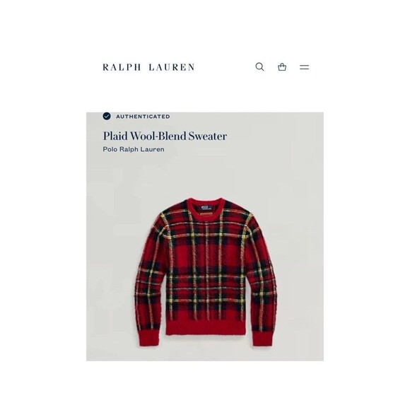 Polo Ralph Lauren Men's Plaid Wool-Blend Sweater Red SZ. S NWT$398 - Picture 5 of 14